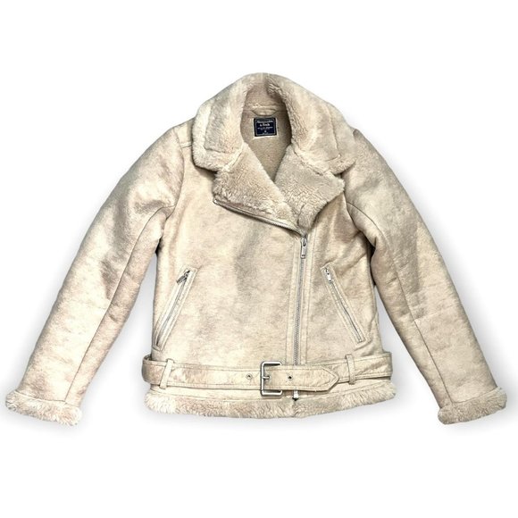 Abercrombie & Fitch Jackets & Blazers - Abercrombie & Fitch Faux Suede Sherpa Fleece Lined Designer Jacket - Womens M